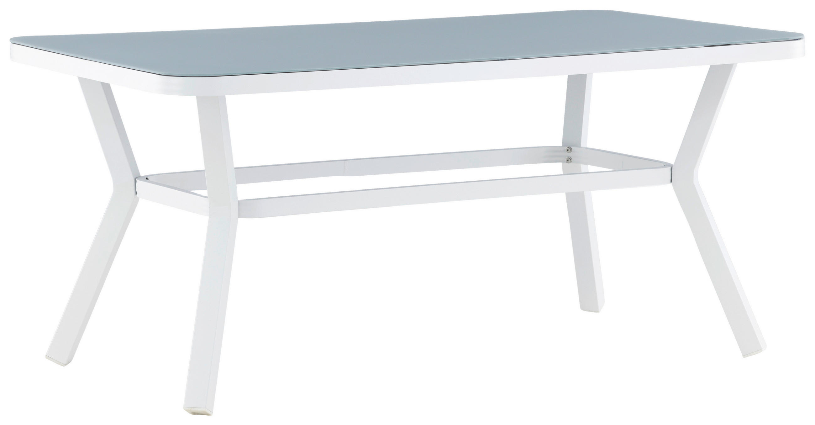 GARTENTISCH 160/90/74 cm Metall, Glas rechteckig  - Weiß/Grau, KONVENTIONELL, Glas/Metall (160/90/74cm) - Gardenson