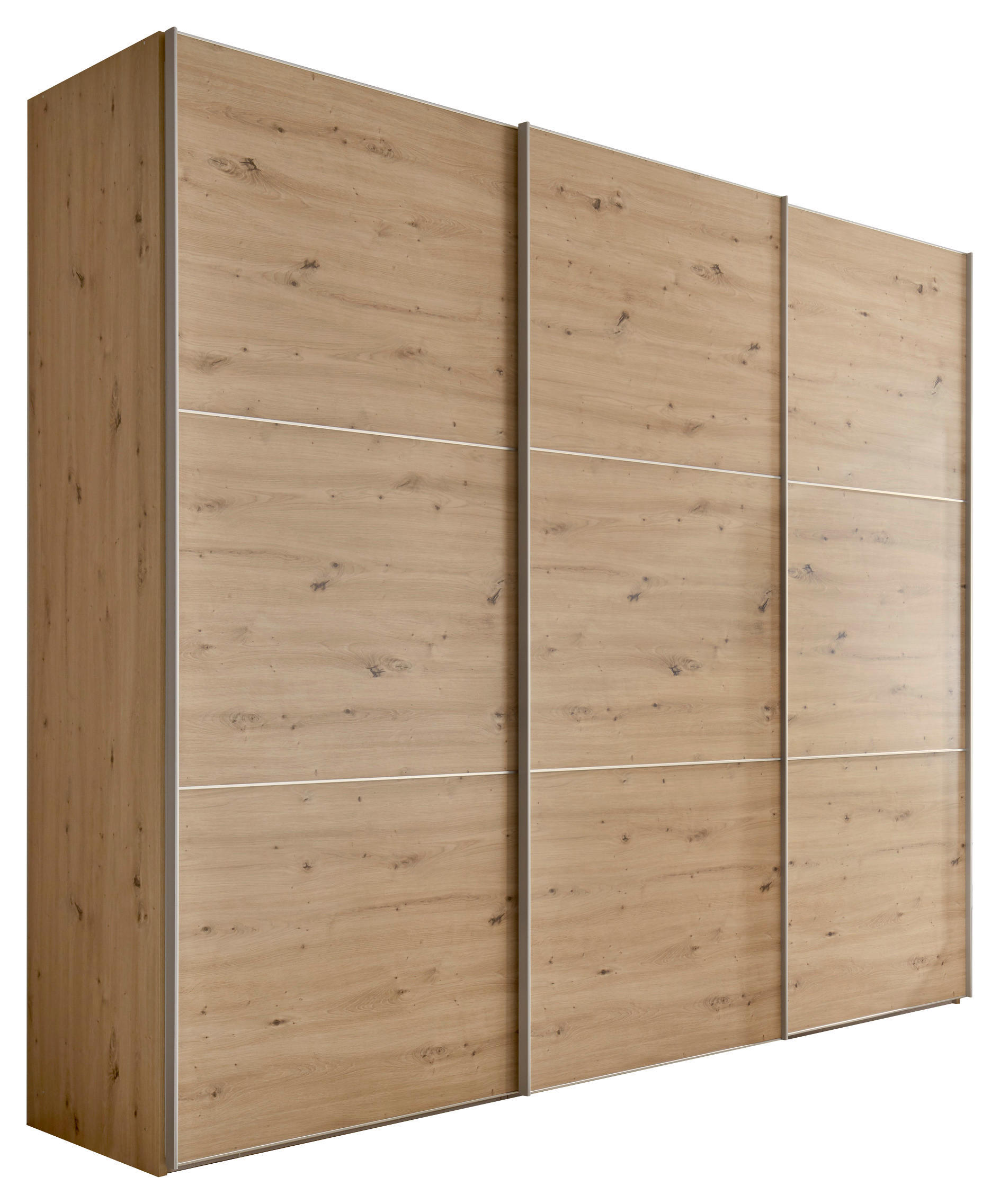 SCHWEBETÜRENSCHRANK  in Eiche Artisan  - Alufarben/Eiche Artisan, Holzwerkstoff/Metall (280/222/68cm) - Moderano