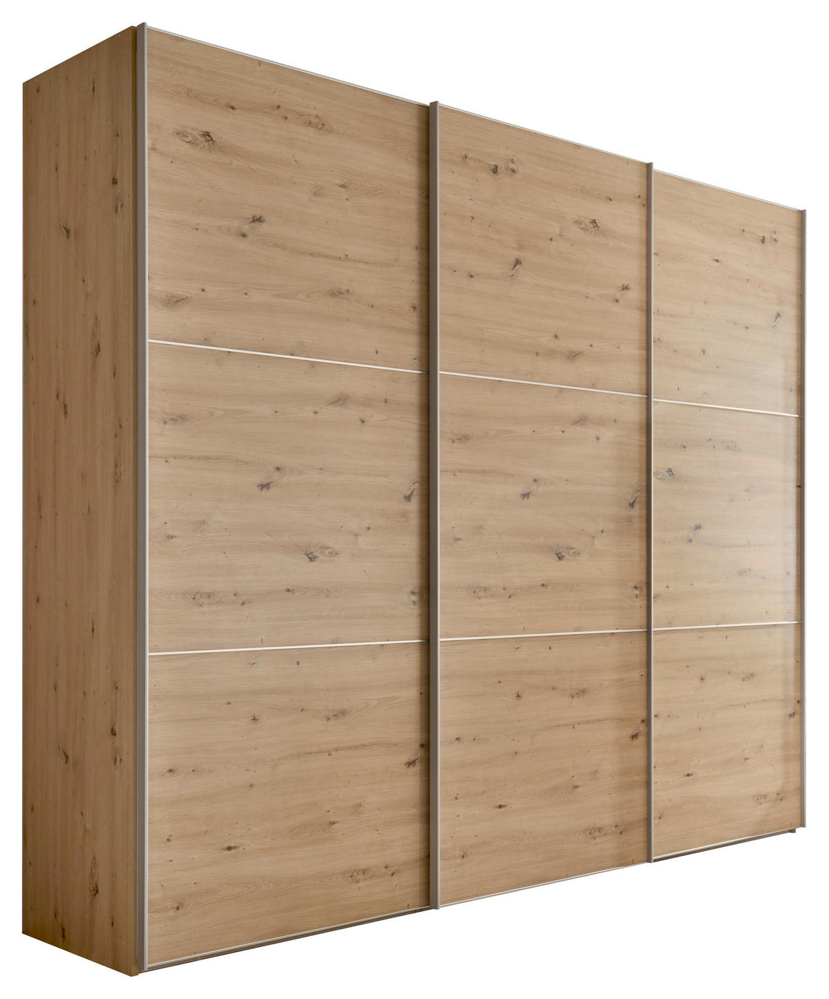SCHWEBETÜRENSCHRANK in Eiche Artisan  - Alufarben/Eiche Artisan, Holzwerkstoff/Metall (280/222/68cm) - Moderano