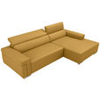 ECKSOFA DUA in Echtleder Senfgelb  293/170 cm  - Chromfarben/Senfgelb, Design, Leder/Metall (293/170cm) - Novel