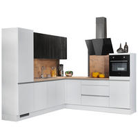 KÜCHENLEERBLOCK  265/275 cm  in Schwarz, Weiß, Eichefarben  - Eichefarben/Schwarz, Basics, Holzwerkstoff (265/275cm) - Venda