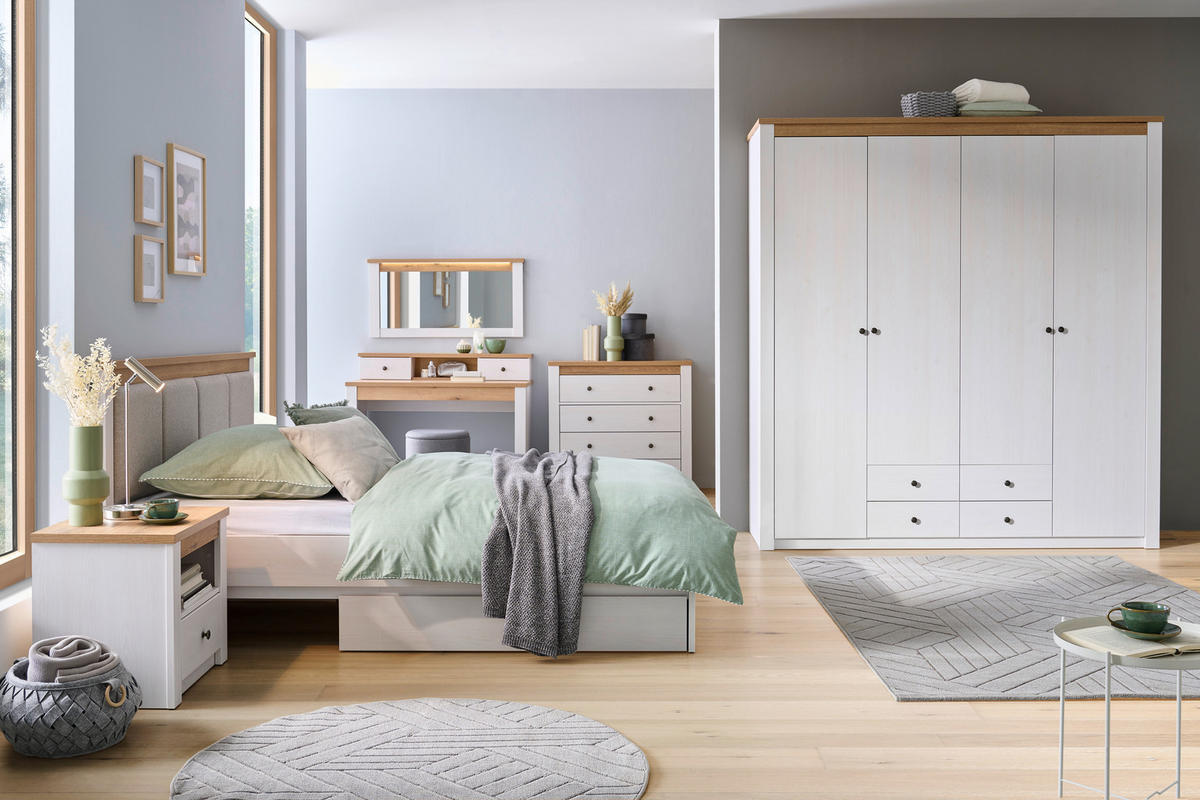 ŠATNÍ SKŘÍŇ S OTOČNÝMI DVEŘMI, bílá, barvy dubu, 201,4/216,5/60 cm - bílá/barvy dubu, Basics, kov/kompozitní dřevo (201,4/216,5/60cm) - Landscape