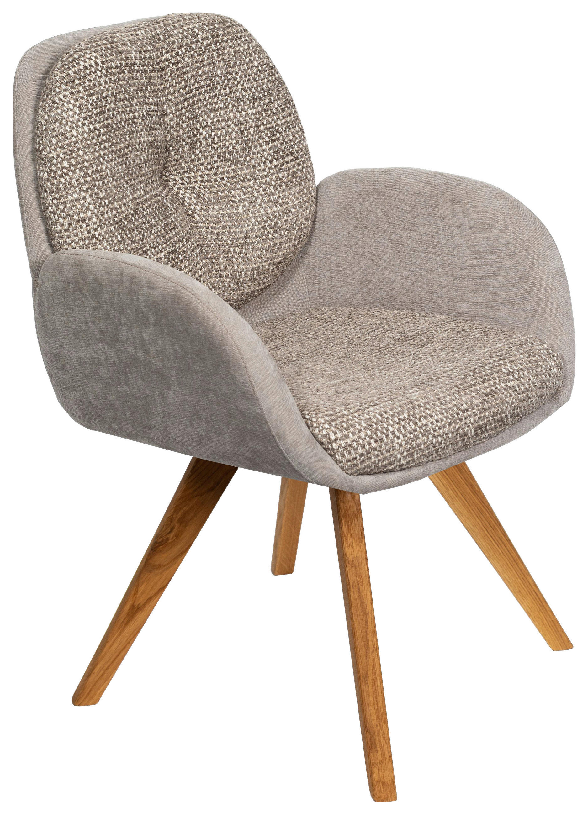 ARMLEHNSTUHL  in Webstoff  - Greige/Eichefarben, Design, Holz/Textil (59/90/64cm) - Linea Natura