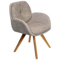 ARMLEHNSTUHL  in Webstoff  - Greige/Eichefarben, Design, Holz/Textil (59/90/64cm) - Linea Natura