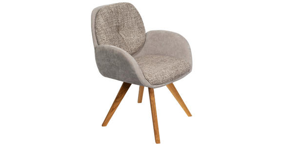 ARMLEHNSTUHL  in Webstoff  - Greige/Eichefarben, Design, Holz/Textil (59/90/64cm) - Linea Natura