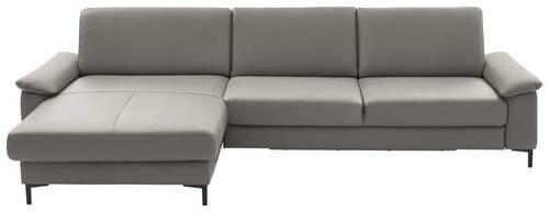 ECKSOFA in Echtleder Hellgrau  - Hellgrau/Schwarz, Design, Leder/Metall (176/334cm) - Dieter Knoll