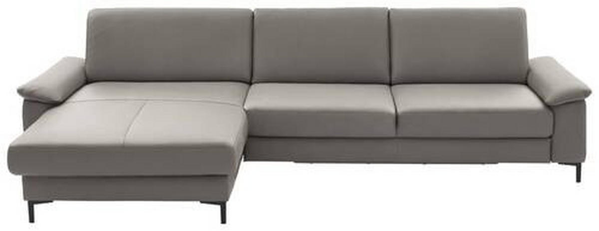 ECKSOFA in Echtleder Hellgrau  - Hellgrau/Schwarz, Design, Leder/Metall (176/334cm) - Dieter Knoll