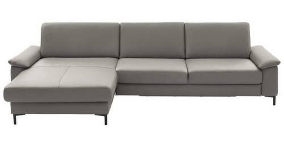 ECKSOFA in Echtleder Hellgrau 176/334 cm - Hellgrau/Schwarz, Design, Leder/Metall (176/334cm) - Dieter Knoll