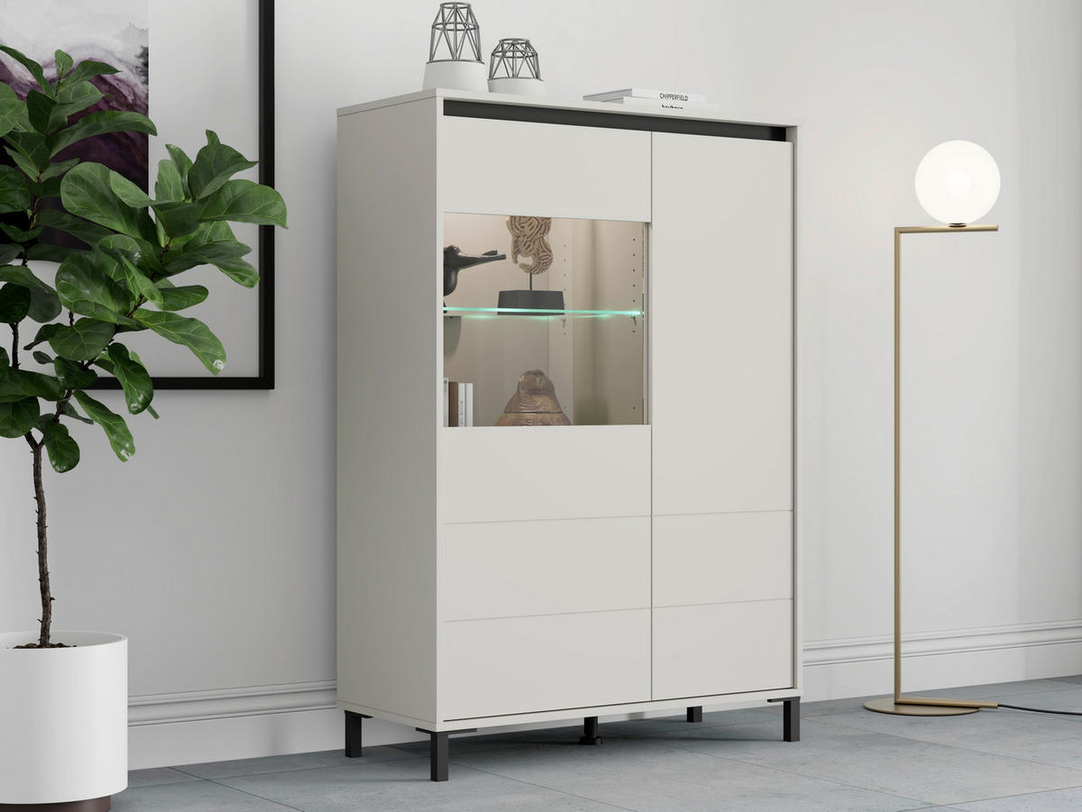 VITRINA   - kašmir/crna, Moderno, staklo/drvni materijal (93/40/135cm)