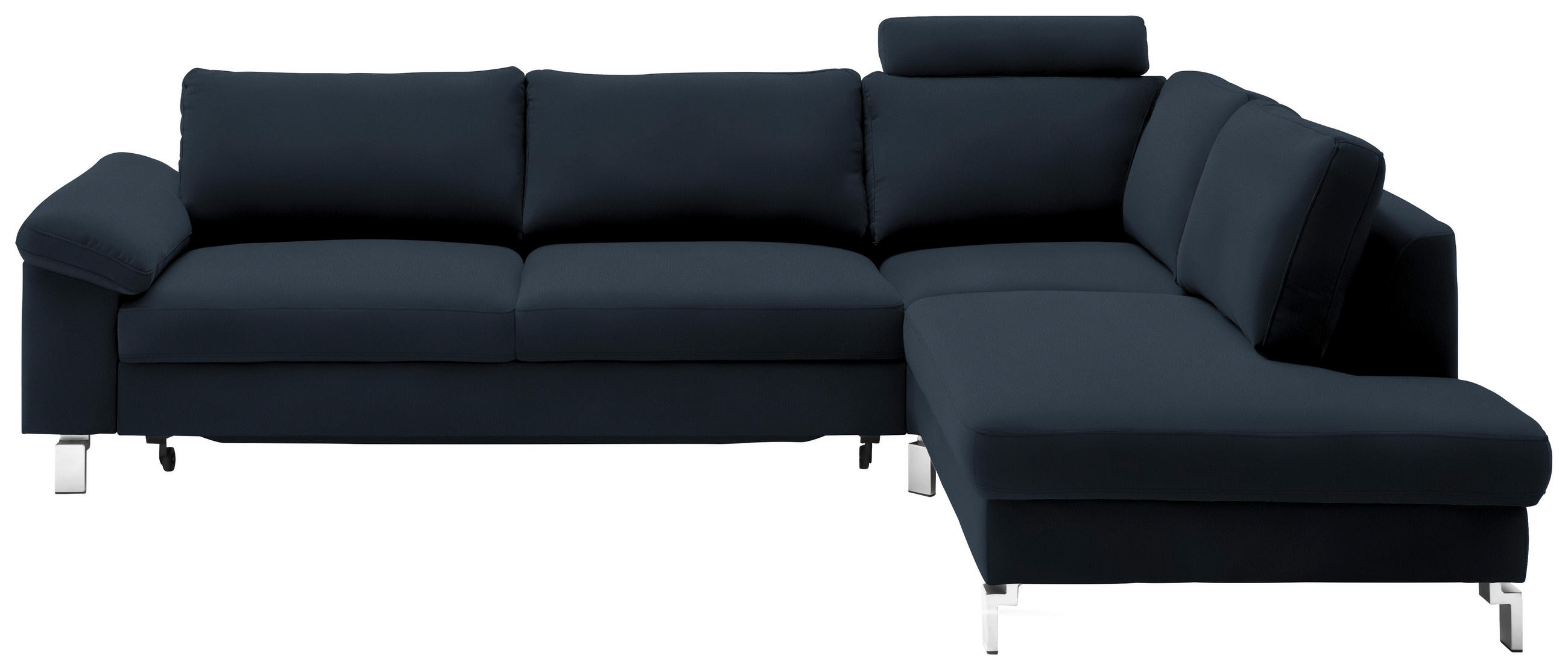 ECKSOFA in Echtleder Dunkelblau  - Chromfarben/Dunkelblau, Design, Leder/Metall (281/200cm) - Pure Home Lifestyle