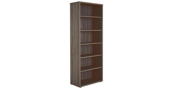 AKTENREGAL - Trüffeleichefarben/Schwarz, KONVENTIONELL, Holzwerkstoff/Kunststoff (81,8/215,2/40,0cm) - Voleo