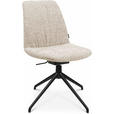 STUHL  Beinauswahl, Stoffauswahl, Sitzfläche 360° drehbar Bouclé  Creme, Schwarz  - Creme/Schwarz, Design, Textil/Metall (46/81,5-84,5/55cm) - Johann Jakob