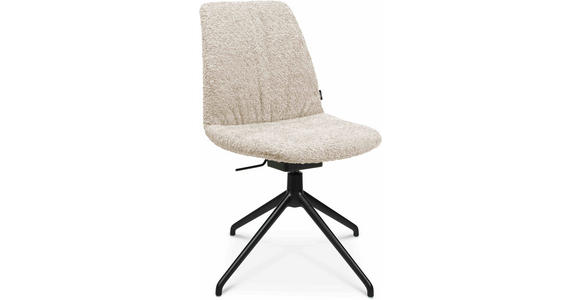 STUHL  Beinauswahl, Stoffauswahl, Sitzfläche 360° drehbar Bouclé  Creme, Schwarz  - Creme/Schwarz, Design, Textil/Metall (46/81,5-84,5/55cm) - Johann Jakob