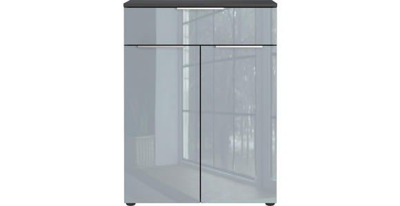 MIDISCHRANK 71/95/34 cm  - Chromfarben/Schwarz, MODERN, Glas/Holzwerkstoff (71/95/34cm) - Xora