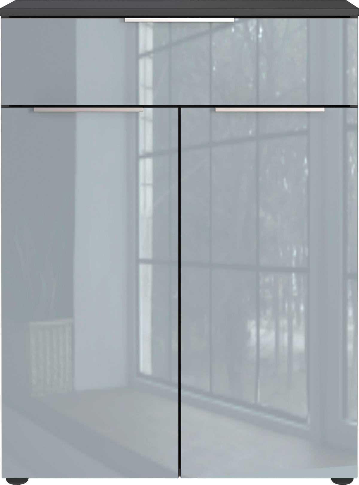 MIDISCHRANK 71/95/34 cm  - Chromfarben/Schwarz, MODERN, Glas/Holzwerkstoff (71/95/34cm) - Xora