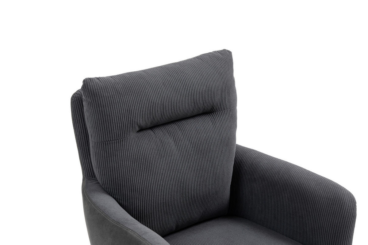 ARMLEHNSTUHL  in Eisen Cord  - Anthrazit/Schwarz, KONVENTIONELL, Textil/Metall (60/95/67cm) - MID.YOU