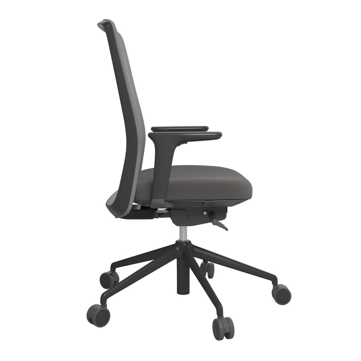 DREHSTUHL Grau, Schwarz, Dunkelbraun  - Dunkelbraun/Schwarz, MODERN, Leder/Kunststoff (70/103-115/70cm)