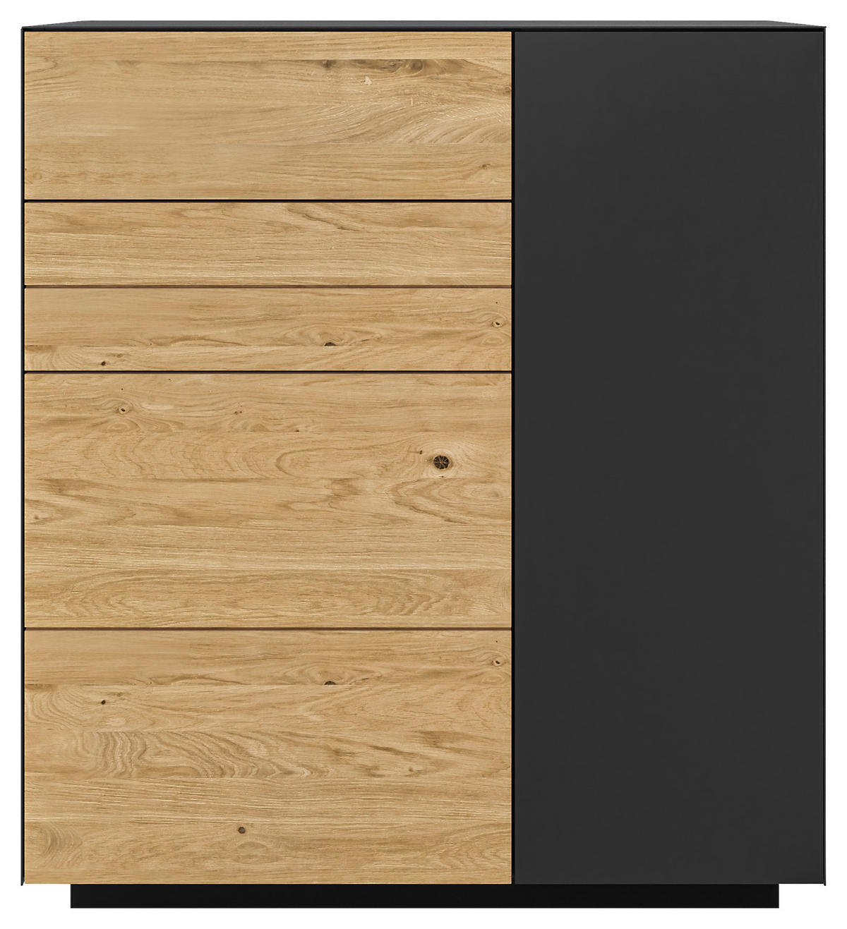 SCHUHSCHRANK Wildeiche massiv Anthrazit, Wildeiche  - Wildeiche/Anthrazit, Natur, Holz/Holzwerkstoff (90/103/36cm) - Dieter Knoll