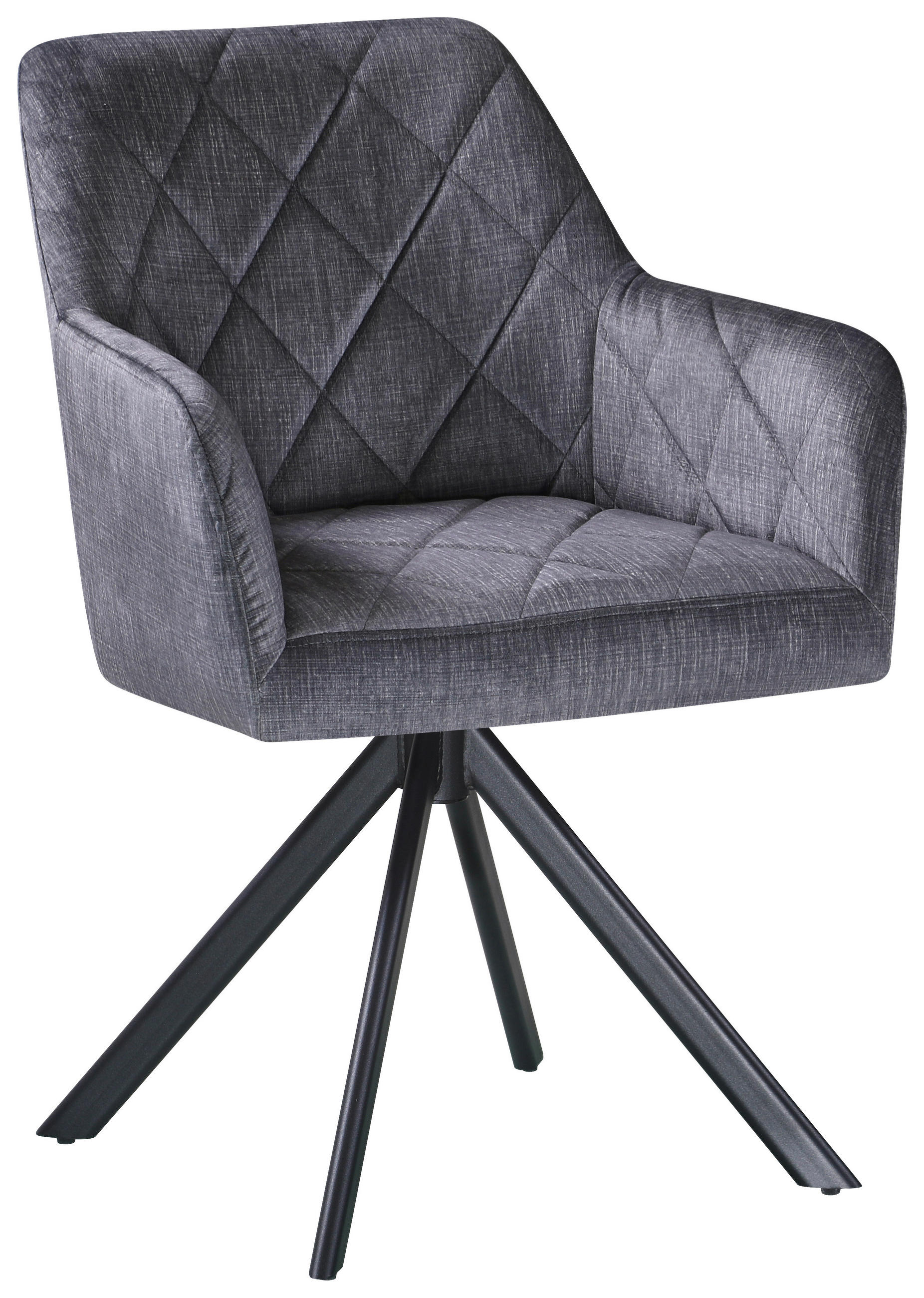 ARMLEHNSTUHL  Stoffauswahl, Sitzfläche 360° drehbar Samt  Anthrazit, Schwarz  - Anthrazit/Schwarz, Design, Textil/Metall (60/87/58cm) - Carryhome