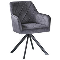 ARMLEHNSTUHL  Stoffauswahl, Sitzfläche 360° drehbar Samt  Anthrazit, Schwarz  - Anthrazit/Schwarz, Design, Textil/Metall (60/87/58cm) - Carryhome