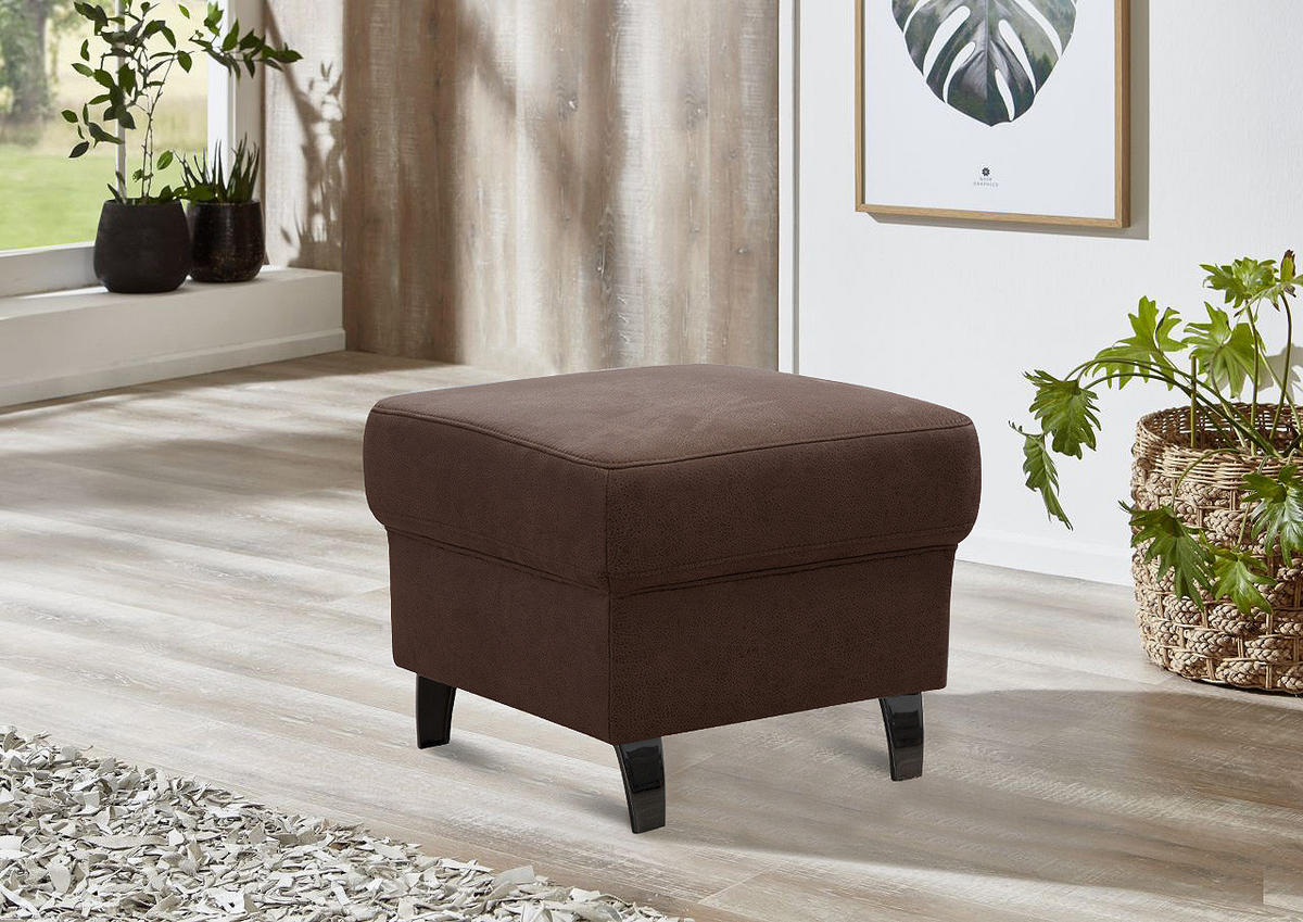 HOCKER Mikrofaser Cognac  - Cognac/Schwarz, KONVENTIONELL, Textil/Metall (58/48/58cm) - Sit & More