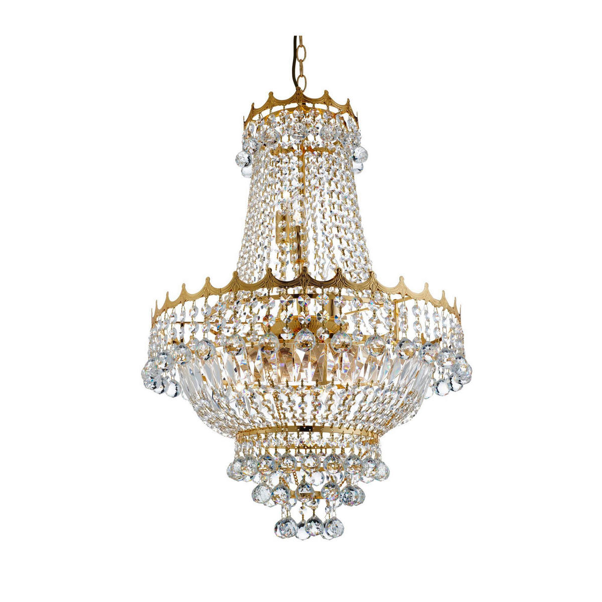 HÄNGLAMPA I KRISTALL Versailles 55/131 cm  - guldfärgad, Klassisk, metall/glas (55/131cm)