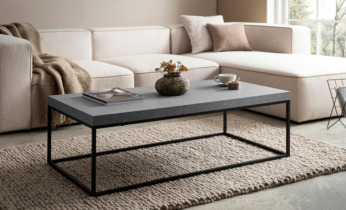 COUCHTISCH in Holzwerkstoff 120/60/38 cm  - Schwarz/Grau, Design, Holzwerkstoff/Metall (120/60/38cm) - Livetastic