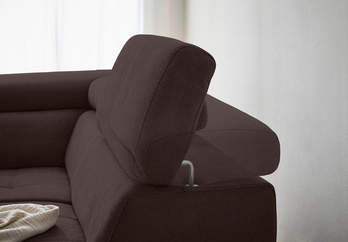 WOHNLANDSCHAFT Dunkelbraun Struktur  - Dunkelbraun/Schwarz, Design, Textil/Metall (177/327/203cm) - Stylife
