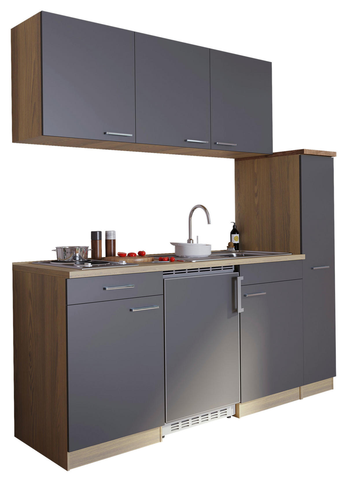 KÜCHENBLOCK 180 cm   in Grau  - Eichefarben/Alufarben, Basics, Holzwerkstoff/Kunststoff (180cm) - Respekta