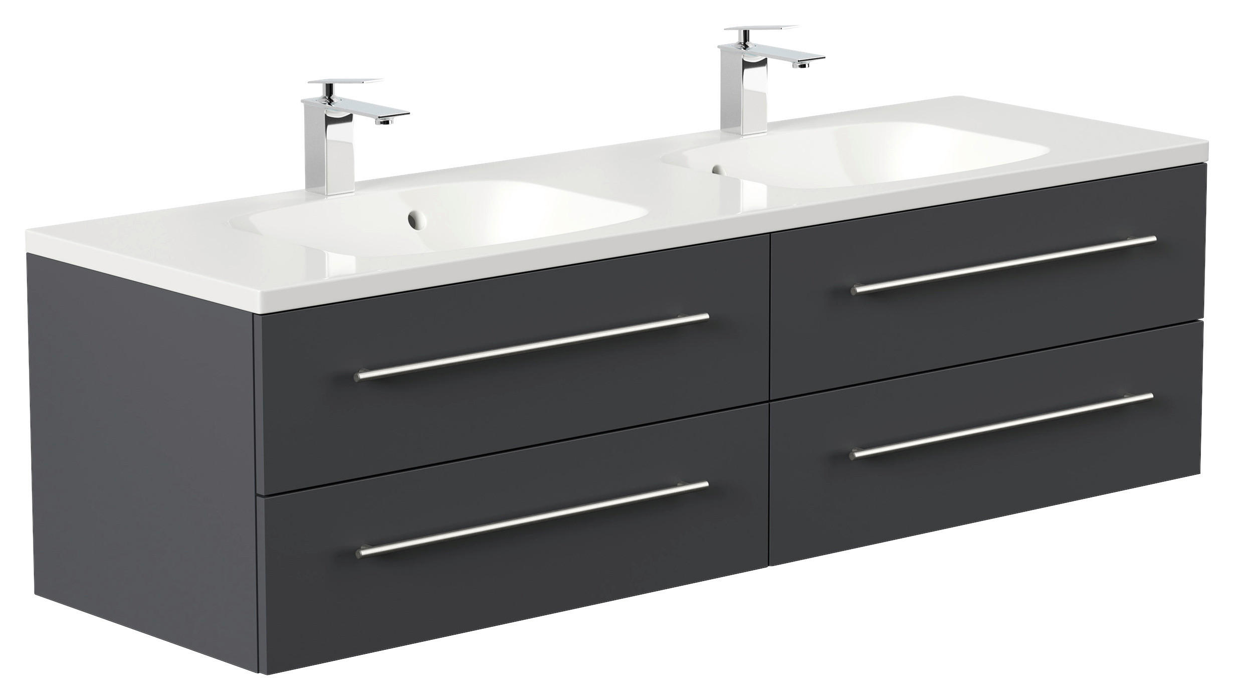 WASCHTISCHKOMBI 160 cm  - Graphitfarben/Weiß, Basics, Holzwerkstoff/Stein (160cm) - MID.YOU