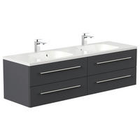 WASCHTISCHKOMBI 160 cm  - Graphitfarben/Weiß, Basics, Holzwerkstoff/Stein (160cm) - MID.YOU