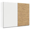 SCHWEBETÜRENSCHRANK Eiche Artisan, Weiss  - Weiss/Alufarben, Konventionell, Holzwerkstoff/Metall (271/229/62cm) - Xora