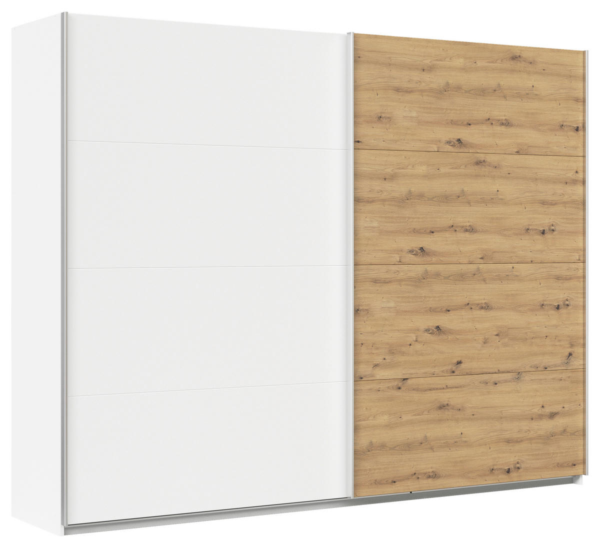 SCHWEBETÜRENSCHRANK  in Weiß, Eiche Artisan  - Alufarben/Weiß, KONVENTIONELL, Holzwerkstoff/Metall (271/229/62cm) - Xora