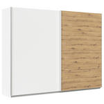 SCHWEBETÜRENSCHRANK  in Weiß, Eiche Artisan  - Alufarben/Weiß, KONVENTIONELL, Holzwerkstoff/Metall (271/210/62cm) - Xora