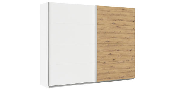 SCHWEBETÜRENSCHRANK  in Weiß, Eiche Artisan  - Alufarben/Weiß, KONVENTIONELL, Holzwerkstoff/Metall (271/210/62cm) - Xora