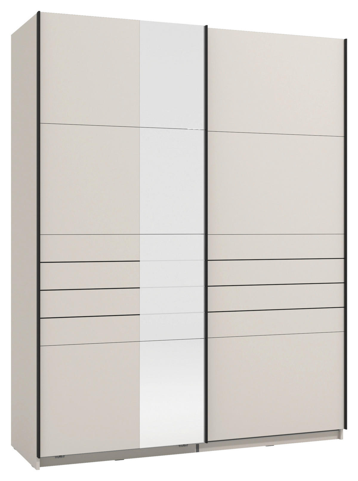 SKRIŇA S POS. DVER. – HOR.VED, kašmírová, 150/217,5/61 cm - čierna/kašmírová, Basics, kov/kompozitné drevo (150/217,5/61cm) - Xora