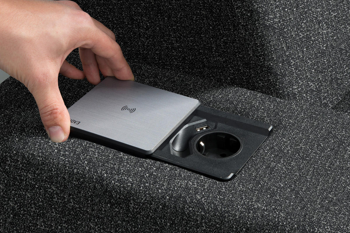 ECKSOFA  in Mikrovelours Anthrazit  205/308 cm  - Anthrazit/Alufarben, Design, Textil/Metall (205/308cm) - Sedda