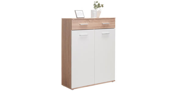 SCHUHSCHRANK 90/120/36 cm - Eichefarben/Silberfarben, Design, Holzwerkstoff/Kunststoff (90/120/36cm) - Carryhome