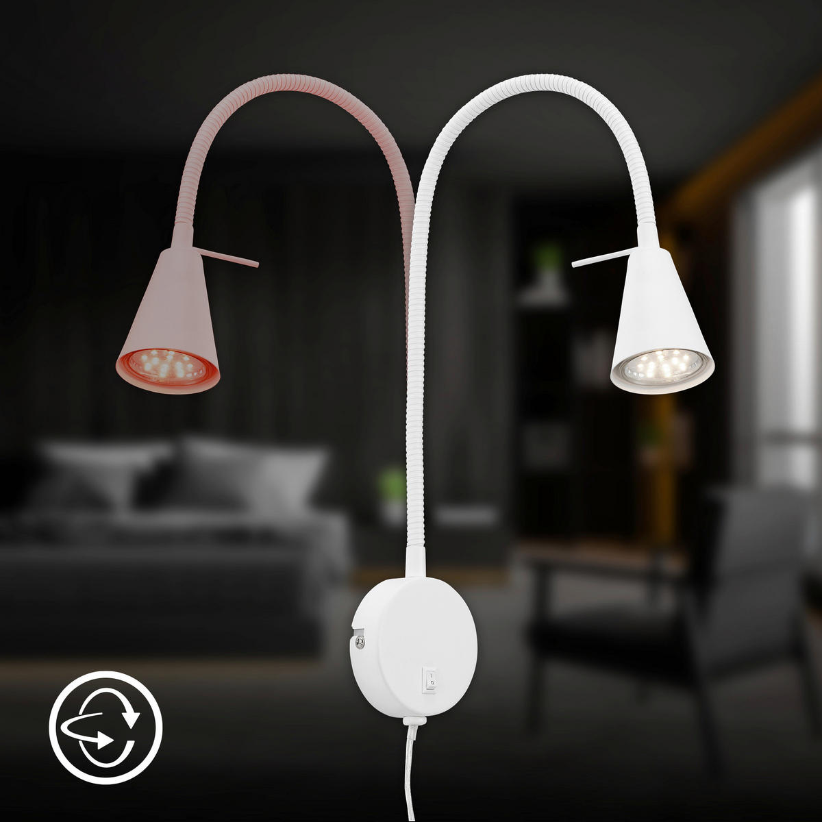 LED-WANDLEUCHTE 8/45 cm   - Weiß, KONVENTIONELL, Metall (8/45cm) - Briloner