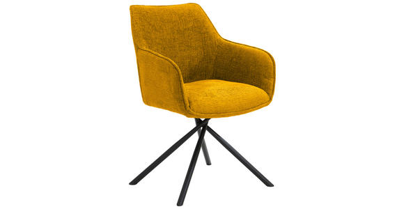 ARMLEHNSTUHL in Webstoff - Gelb/Schwarz, Design, Textil/Metall (63/88/62cm) - Novel