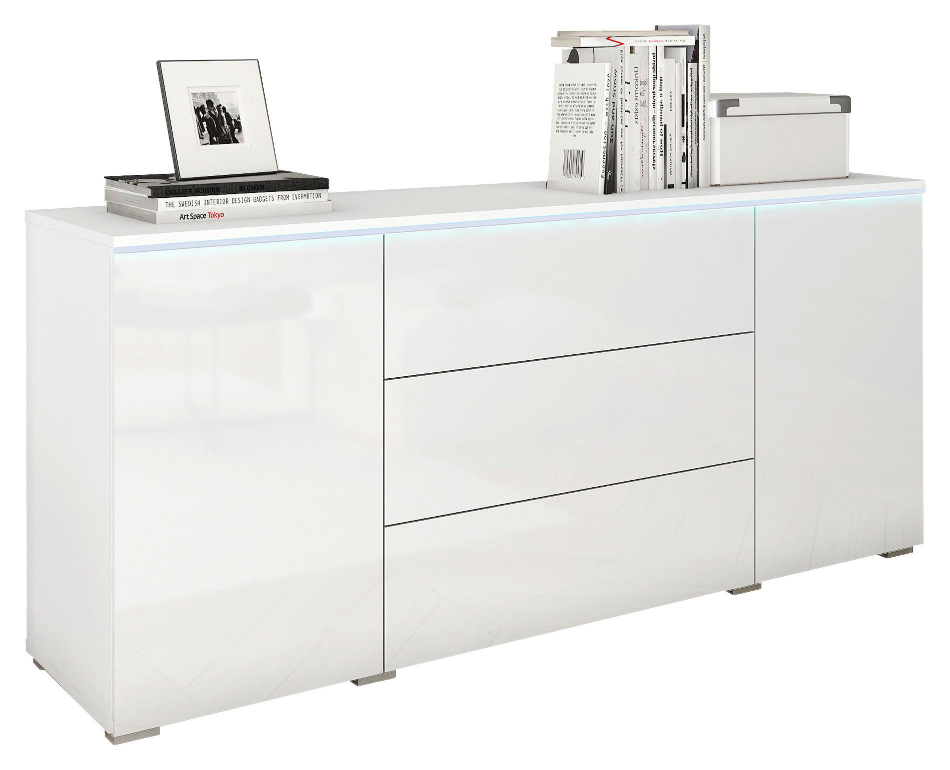 SIDEBOARD Vera in 150/67,9/39,5 cm - Weiß Hochglanz/Weiß, LIFESTYLE, Holzwerkstoff/Kunststoff (150/67,9/39,5cm) - P & B