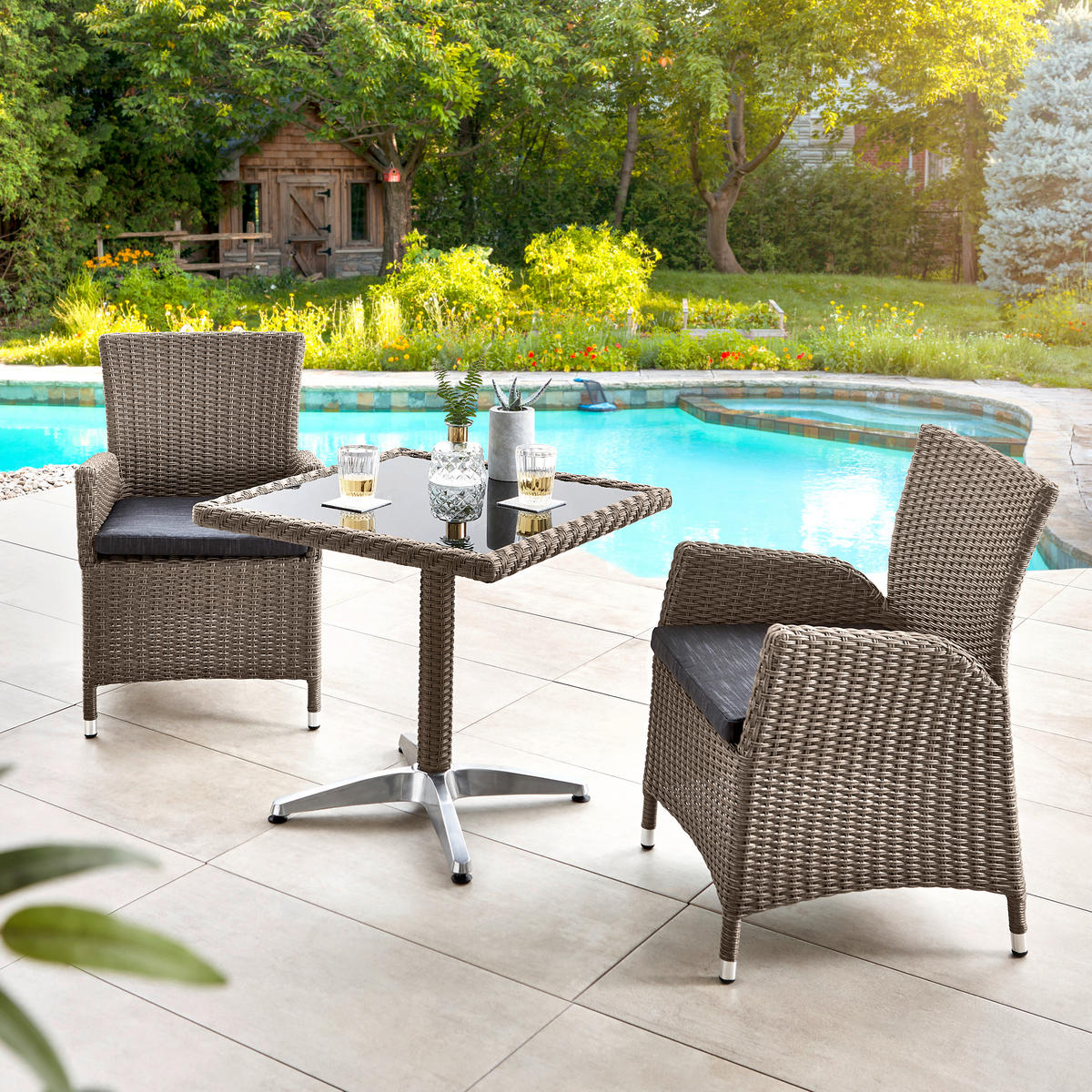 GARTENSESSEL Aluminium Grau, Schwarz  - Schwarz/Grau, LIFESTYLE, Kunststoff/Textil (57/90/60cm) - Ambia Garden