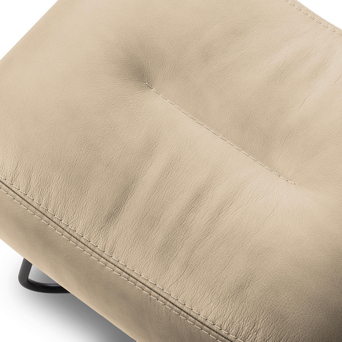 SESSELSET Echtleder Hellgrau  - Hellgrau/Kirschrot, Design, Leder/Metall (67/87/74cm) - Livetastic