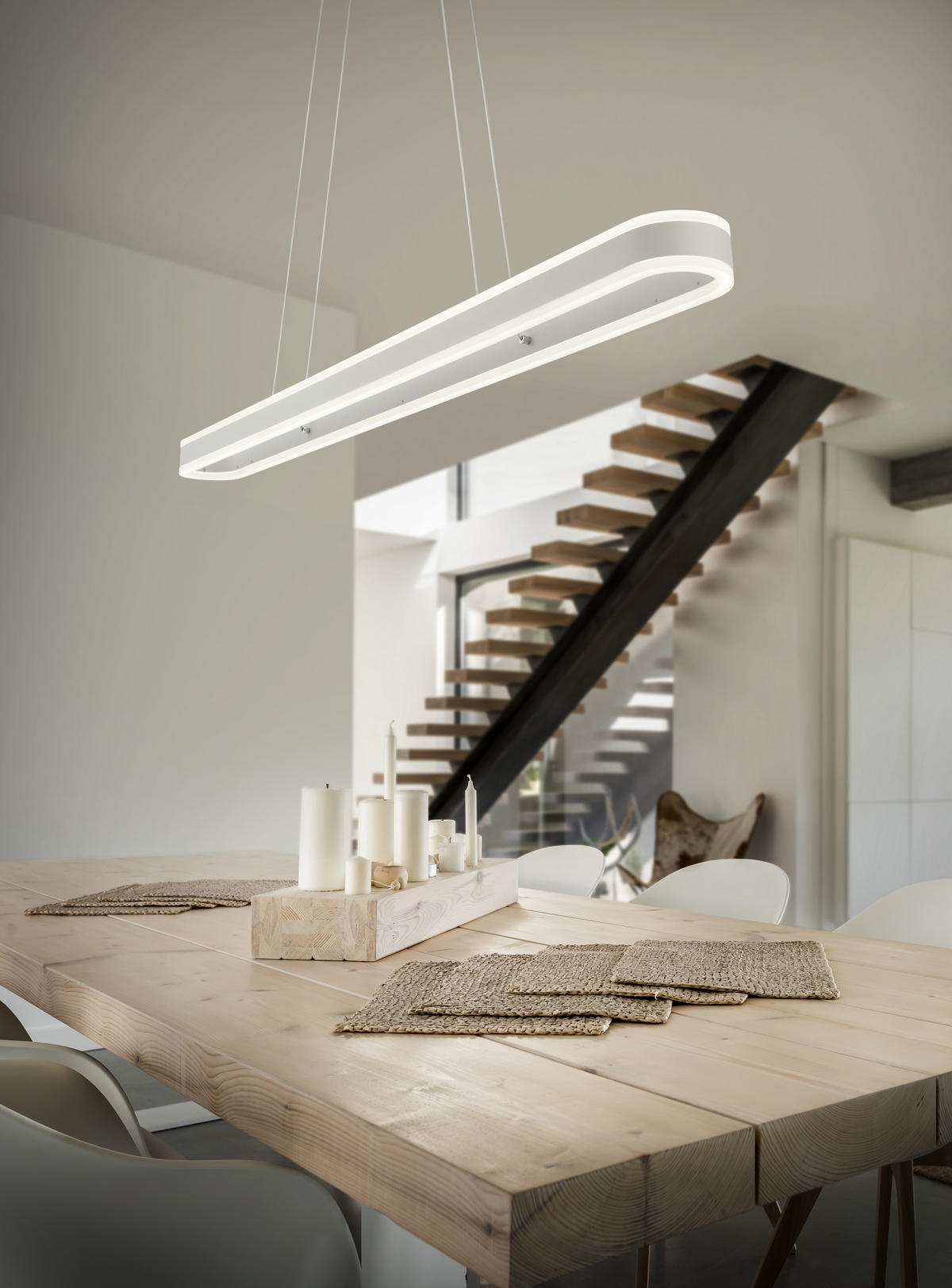 LED-HÄNGELEUCHTE Liv 110/10/180 cm   - Weiß, Design, Kunststoff/Metall (110/10/180cm) - Helestra