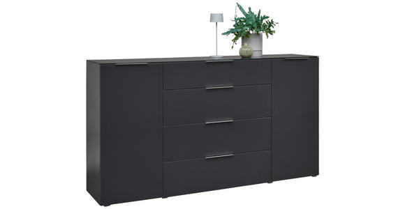 SIDEBOARD  in 180/101/40 cm  - Anthrazit/Alufarben, Design, Glas/Holzwerkstoff (180/101/40cm) - Voleo