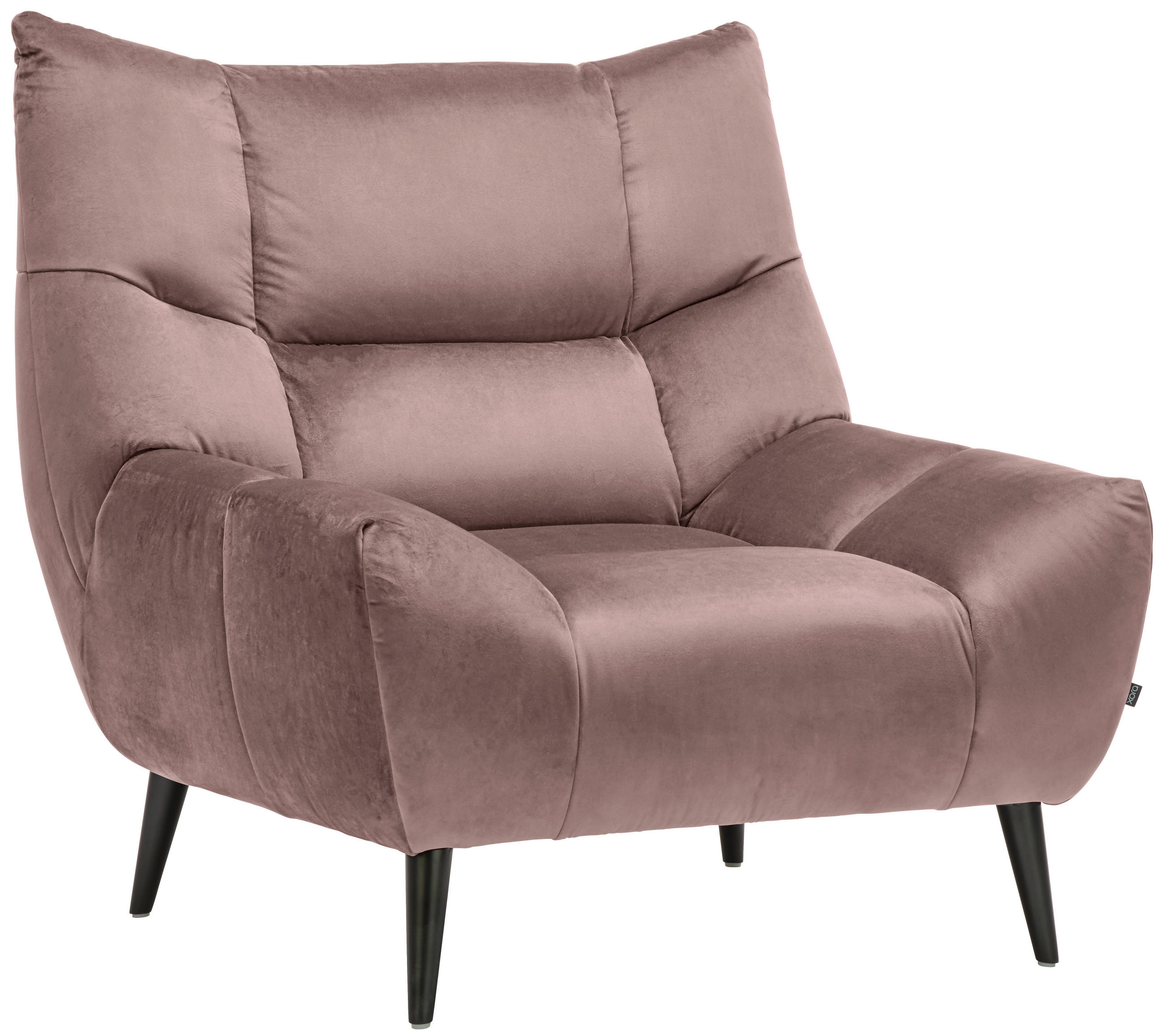 SESSEL Mikrofaser Altrosa    - Schwarz/Altrosa, Design, Textil/Metall (100/104/99cm) - Xora