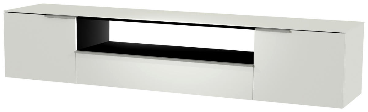 LOWBOARD  in 210/41/45 cm  - Weiss/Alufarben, Design, Glas/Holzwerkstoff (210/41/45cm) - Moderano