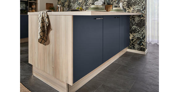 ECKKÜCHE in Blau, Tannenholzfarben - Blau/Tannenholzfarben, Design, Holzwerkstoff/Metall (121,6/280/150cm) - Xora