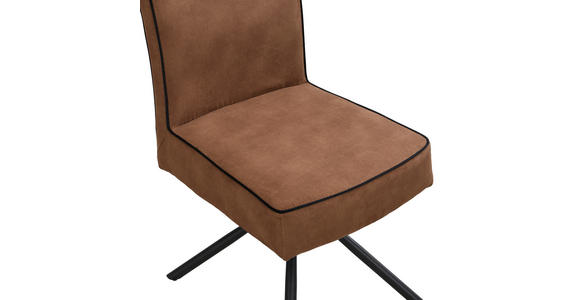 STUHL - Cognac/Schwarz, Design, Textil/Metall (46,5/91/62,5cm) - Ambia Home