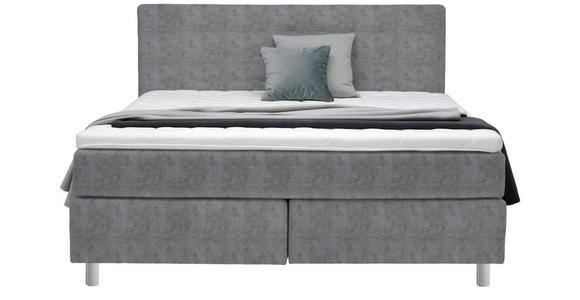 BOXSPRINGBETT 160/200 cm  in Grau  - Chromfarben/Grau, KONVENTIONELL, Kunststoff/Textil (160/200cm) - Voleo